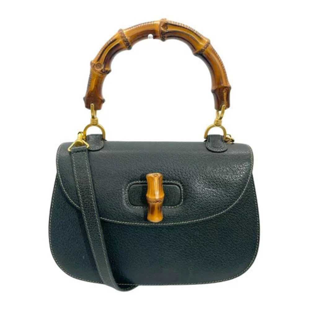 Gucci Bamboo Handbag Leather Green